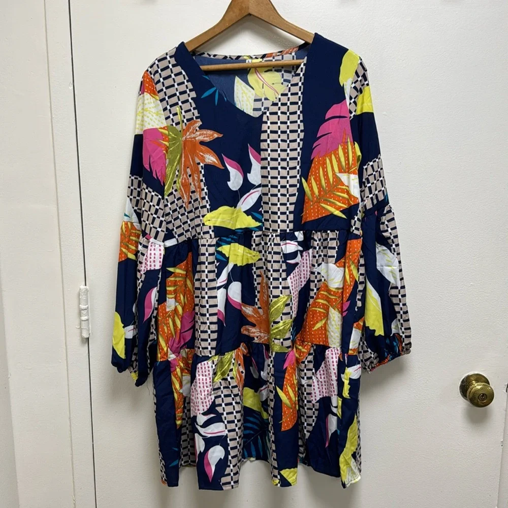Colorful printed dress.